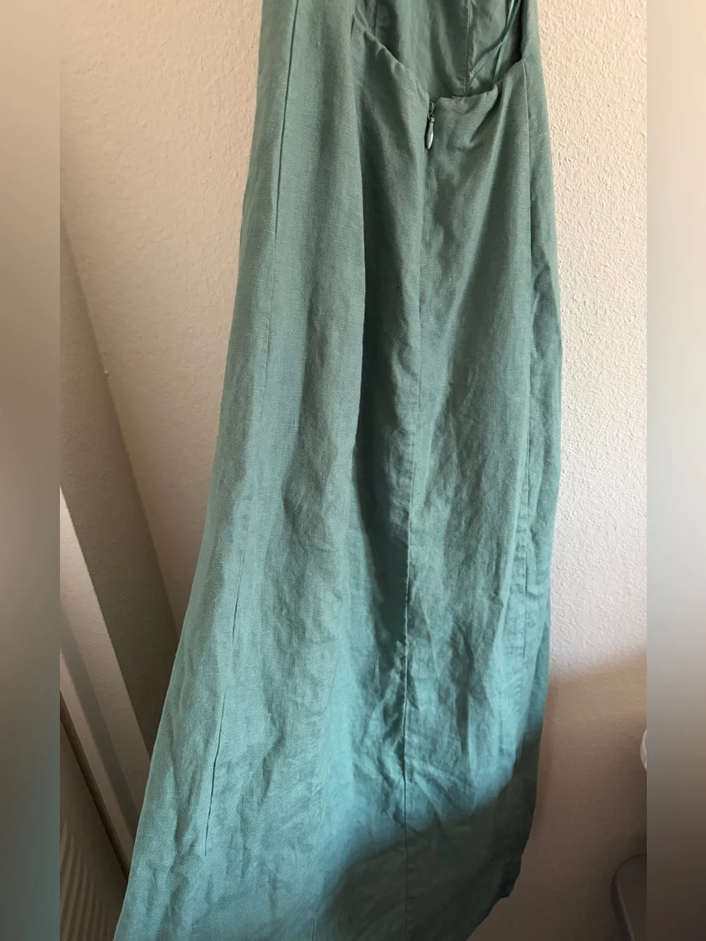 Abercrombie Fitch Premium Linen Maxi Dress High Neck Halter Sage Teal ST